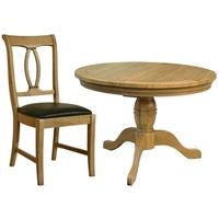 Treville Oak Dining Set - Pedestal Round Extending with 6 Chairs