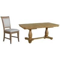 Treville Oak Dining Set - Twin Pedestal Extending with 6 UpholStered Chairs