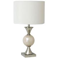 Trinity White Pearl Table Lamp with White Shade - Small