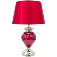 Trinity Regency Red Pearl Glass Statement Lamp with Red Satin Shade (Set of 2)