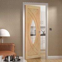 treviso oak door with clear safety glass