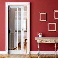 trinidad shaker white single pocket door clear glass