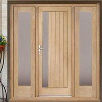 trieste exterior oak door and frame set with two side screens and obsc ...