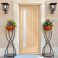 Trieste External Oak Door and Frame Set with Obscure Double Glazing
