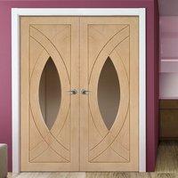 Treviso Oak Door Pair with Clear Safety Glass, Prefinished