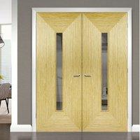 Triumph Oak Door Pair with Clear Safety Glass - Prefinished
