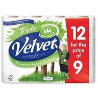 Triple Velvet Toilet Roll White (12 For The Price of 9)