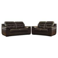 Tracey Leather 3 and 2 Seater Suite Chocolate