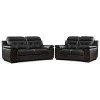 Tracey Leather 3 and 2 Seater Suite Black