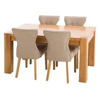 Trend 150cm Solid Oak Dining Table with 4 x Naples Dining Chairs