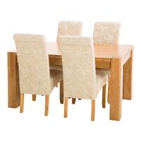 Trend 150cm Solid Oak Dining Table with 4 x Kingston Dining Chairs