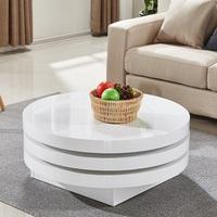 Triplo Rotating Coffee Table Round In White High Gloss