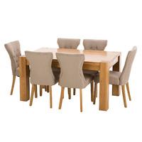 Trend 150cm Solid Oak Dining Table with 6 x Naples Dining Chairs