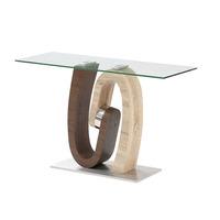 Tripoli Console Table In Clear Glass Top With Steel Base