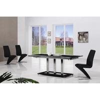 tripod extending glass dining table in black and 6 g632 chairs