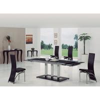 tripod extending glass dining table in black and 6 g501 chairs