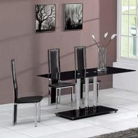 trilogy black dining table with 6 d231 black chairs