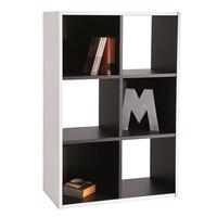 Trinity Bookcase In White And Black With 6 Compartments