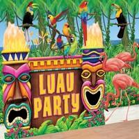 Tropical Scene Setter Giant 12ft Luau Island Summer Party Wall Decoration Hawaiian Backdrop Tiki Totems Holiday Poster