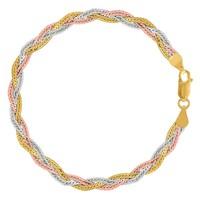 tricolor braided snake chain anklet in sterling silver 10