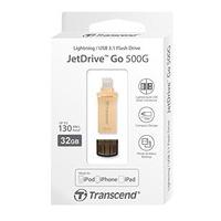 Transcend 32GB JetDrive Go 500 Flash Drive for iOS - Gold