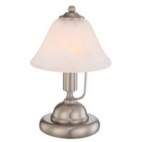 Traditional Satin Chrome and Alabaster Glass Touch Dimmable Lamp