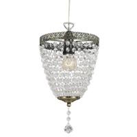 Traditional Antique Brass Easy Fit Pendant Shade with Clear Acrylic Beads