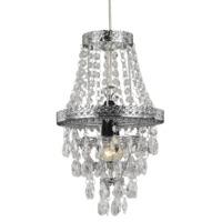 Traditional Chrome Easy Fit Pendant Light Shade with Clear Acrylic Decoration