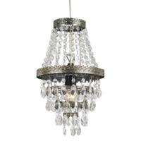 traditional brass easy fit pendant light shade with clear acrylic deco ...
