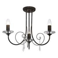 Traditional Ceiling Light in Rustic Black with Golden Markings