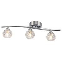 Trendy Modern Three Bulb Chrome Ceiling Light with Moulded Glass Shades