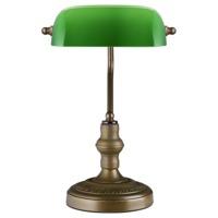 Traditional Bankers Desk Lamp with Adjustable Green Glass Shade