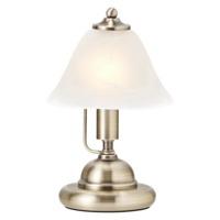 Traditional Antique Brass and Alabaster Glass Touch Dimmable Lamp