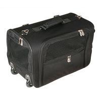 Travel Trolley Pet Carrier with Wheels - Black - 47 x 27 x 31 cm (L x W x H)