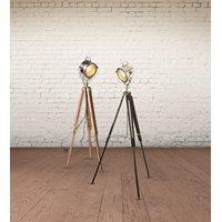 tripod floor lamp in industrial nickel finish