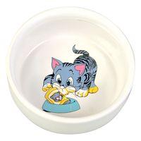 Trixie Ceramic Cat Bowl with Cartoon - 0.3 litre