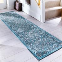 Traditional Blue Damask Rug - Decks 60x230