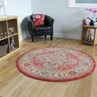 Traditional Red Beige Persian Style High Quality Large Circle Rugs - Zielger 150cm (4ft11\