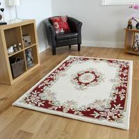 Traditional Cream & Red Wool Rug - Riga - 80x150cm (2\' x 3\'7\