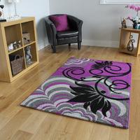 trendy luxurious purple black flower mat 1705 montego 70cmx130cm 2ft 4 ...