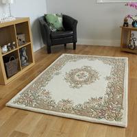 Traditional Cream & Beige Wool Rug - Riga 120x170cm (311\