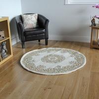 Traditional Cream & Beige Wool Rug - Riga - 120cm (4ft)