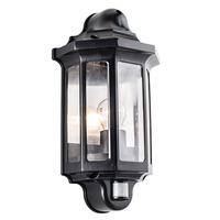 Traditional 60W ES PIR Half Wall Lantern Black IP44 - 33184