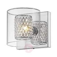 Transparent wall light Belinda with crystal pearls