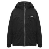 Trespass unisex black long sleeve hooded waterproof windproof reflective zip through jacket - Black