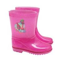 Trolls Poppy and Cooper Character Bright Pink Glitter Ridged Soles Wellington Boots - Pink