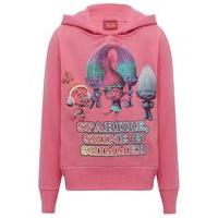 Trolls pink long sleeve pull on poppy character print slogan hoody sweater top - Light Pink