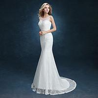 trumpet mermaid wedding dress floral lace sweep brush train scoop lace ...