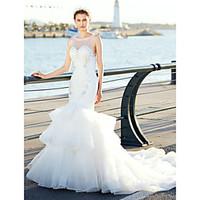 trumpet mermaid wedding dress vintage inspired chapel train scoop lace ...