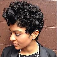 trendy curly haircut short hairstyles capless human hair wigs for blac ...